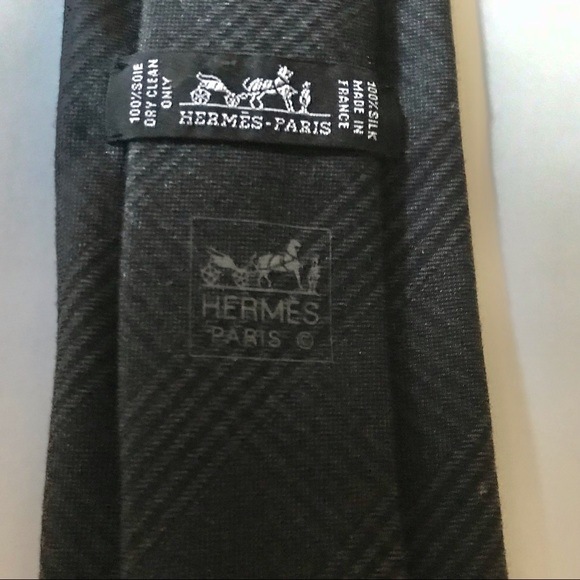 Hermes Other - HERMES plaid slim Silk tie grey